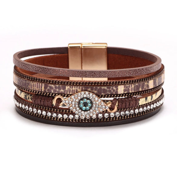 Jewelry Bohemian Cross Bracelet Pu Leather Geometric Electroplating Women's