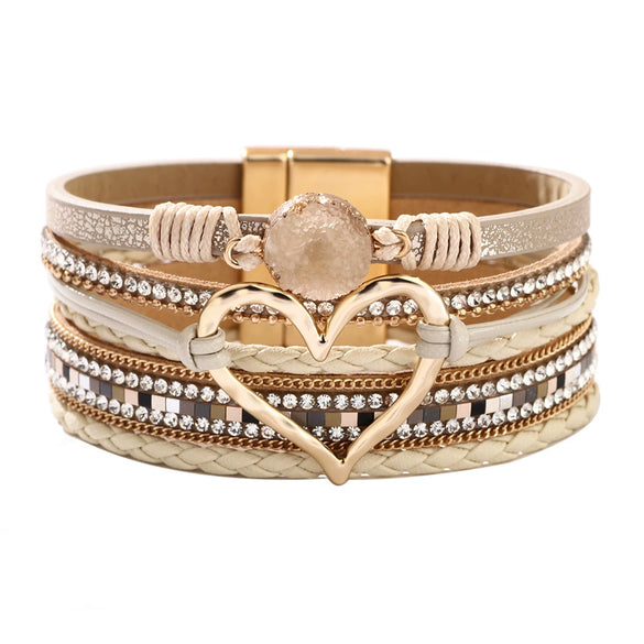 Jewelry Bohemian Cross Bracelet Pu Leather Geometric Electroplating Women's