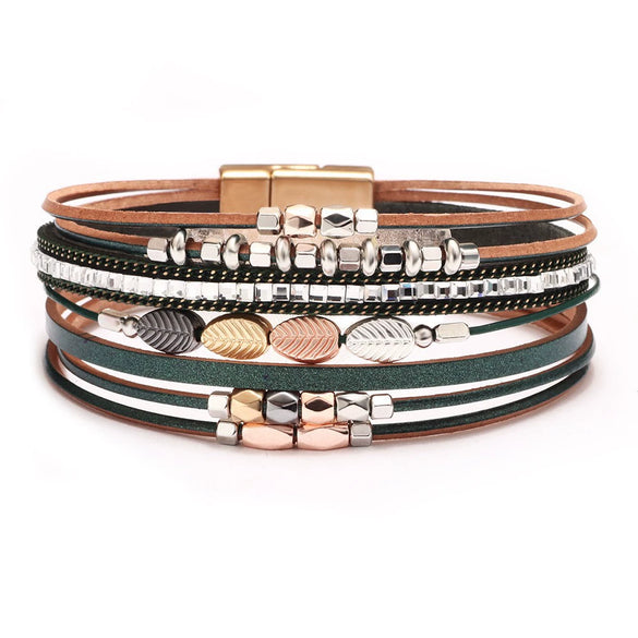 Jewelry Bohemian Cross Bracelet Pu Leather Geometric Electroplating Women's