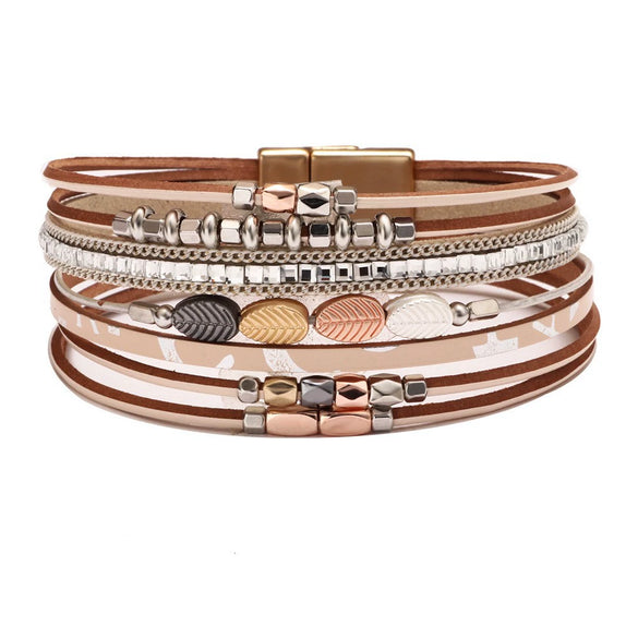 Jewelry Bohemian Cross Bracelet Pu Leather Geometric Electroplating Women's