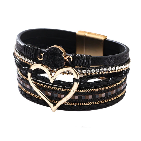 Jewelry Bohemian Cross Bracelet Pu Leather Geometric Electroplating Women's