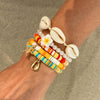 Jewelry Bohemian Polymer Clay Imitation Pearl Shell Alloy Flower Pendant Bracelet Electroplated