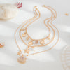 Jewelry Bohemian Shell Starfish Pendant Necklace Alloy Pearl Clavicle Chain Geometric Electroplating