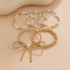 Jewelry Bow Beaded Multilayer Bracelet Imitation Pearl Ccb Electroplated For Women