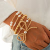 Jewelry Bow Beaded Multilayer Bracelet Imitation Pearl Ccb Electroplated For Women