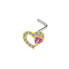 Jewelry Bow Nose Stud Copper Stainless Steel Heart Shape Gold Plated