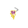 Jewelry Bow Nose Stud Copper Stainless Steel Heart Shape Gold Plated