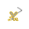 Jewelry Bow Nose Stud Copper Stainless Steel Heart Shape Gold Plated