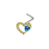 Jewelry Bow Nose Stud Copper Stainless Steel Heart Shape Gold Plated