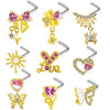 Jewelry Bow Nose Stud Copper Stainless Steel Heart Shape Gold Plated