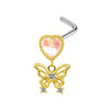 Jewelry Bow Nose Stud Copper Stainless Steel Heart Shape Gold Plated