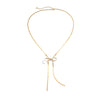 Jewelry Bow Pearl Necklace Copper Chain Imitation Pearl Alloy Pendant Geometric Style Electroplated Snake Bone Chain