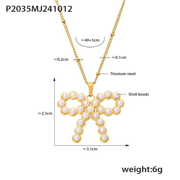 Jewelry Bow Zircon Clavicle Necklace 316L Stainless Steel Pvd Plating For Women