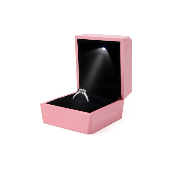 Jewelry Box Square Composite Materials Solid Color Leisure Style For Valentine's Day With Led Light