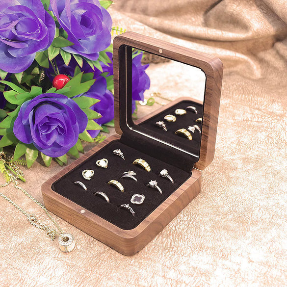 Jewelry Box Walnut Wooden Flannel Lined For Ring Watch Storage