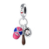 Jewelry Bracelet Accessories Copper Silver Plated Dumbbell Football Basketball Baseball Charm Beads Dripping Oil Design