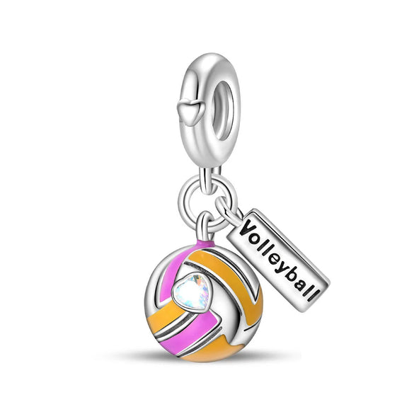 Jewelry Bracelet Accessories Copper Silver Plated Dumbbell Football Basketball Baseball Charm Beads Dripping Oil Design