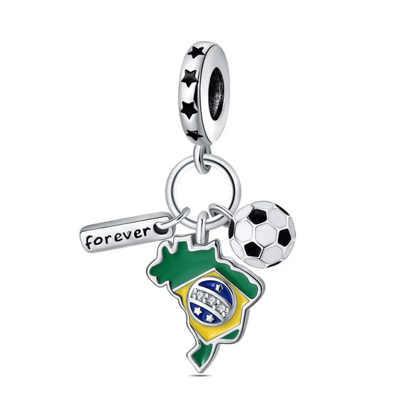 Jewelry Bracelet Accessories Copper Silver Plated Dumbbell Football Basketball Baseball Charm Beads Dripping Oil Design