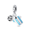 Jewelry Bracelet Accessories Copper Silver Plated Dumbbell Football Basketball Baseball Charm Beads Dripping Oil Design