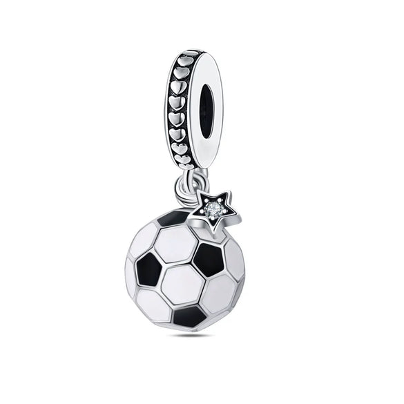 Jewelry Bracelet Accessories Copper Silver Plated Dumbbell Football Basketball Baseball Charm Beads Dripping Oil Design