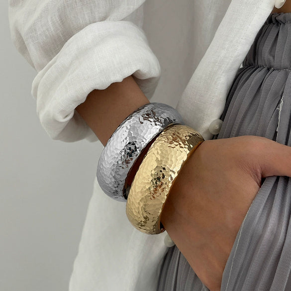 Jewelry Bracelet Alloy Geometric Hammered Hand Electroplated Women's