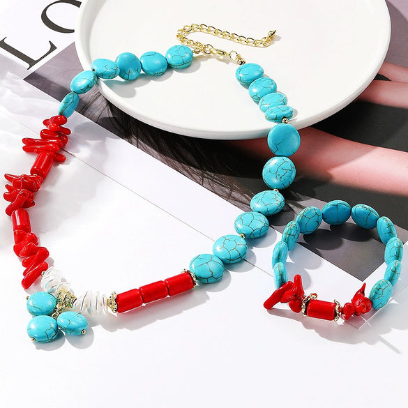 Jewelry Bracelet And Necklace Mixed Material Ball Chain Ushape Geometric Electroplating For Women