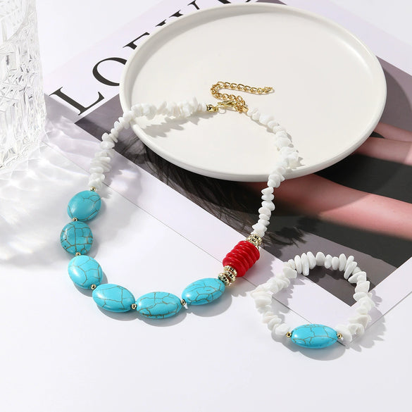 Jewelry Bracelet And Necklace Mixed Material Ball Chain Ushape Geometric Electroplating For Women