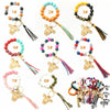 Jewelry Bracelet Keychain Cowboy Style Wood Bull Head Tassel Pendant
