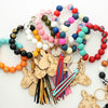 Jewelry Bracelet Keychain Cowboy Style Wood Bull Head Tassel Pendant