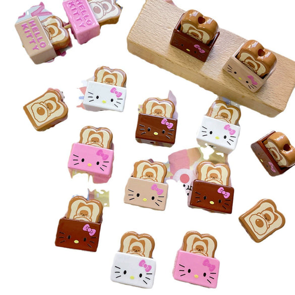 Jewelry Bracelet Necklace Mobile Phone Chain Beaded Accessories Plastic Resin Line Pattern Baking Paint Diy Handmade Cartoon Cute Bread Kitty Cat