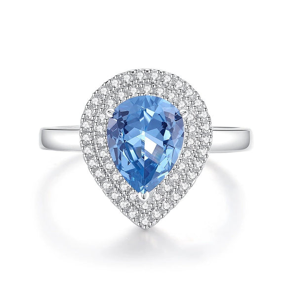 Jewelry Bracelet S925 Silver Water Drop Crystal Blue Zircon For Women Natural Diamond Style