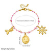 Jewelry Bracelet Stainless Steel Pink Braided Rope Knotted Goldplated Fishtail Oval Mermaid Rudder Cartoon Characters Pendant
