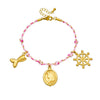 Jewelry Bracelet Stainless Steel Pink Braided Rope Knotted Goldplated Fishtail Oval Mermaid Rudder Cartoon Characters Pendant
