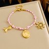 Jewelry Bracelet Stainless Steel Pink Braided Rope Knotted Goldplated Fishtail Oval Mermaid Rudder Cartoon Characters Pendant