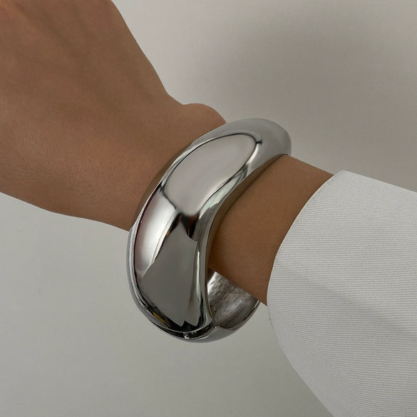 Jewelry Bracelets Alloy Geometric Exaggerated Design Electroplating Wave Shape