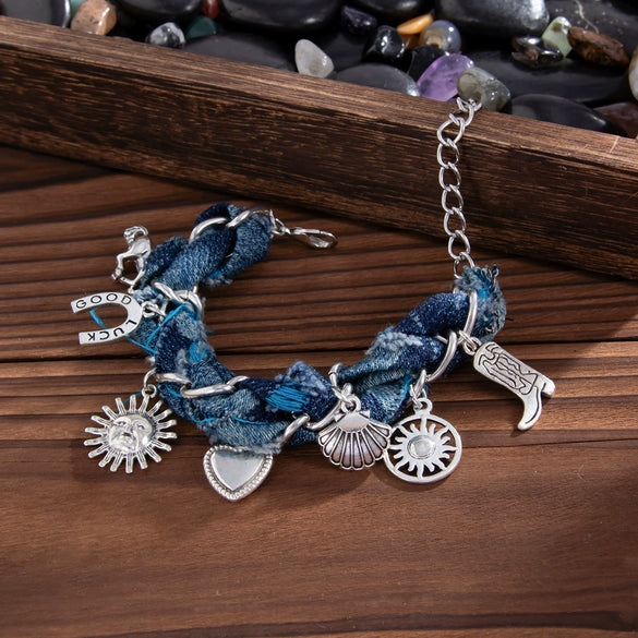 Jewelry Bracelets Denim Alloy Geometric Heart Shape Electroplating Punk Style For Women