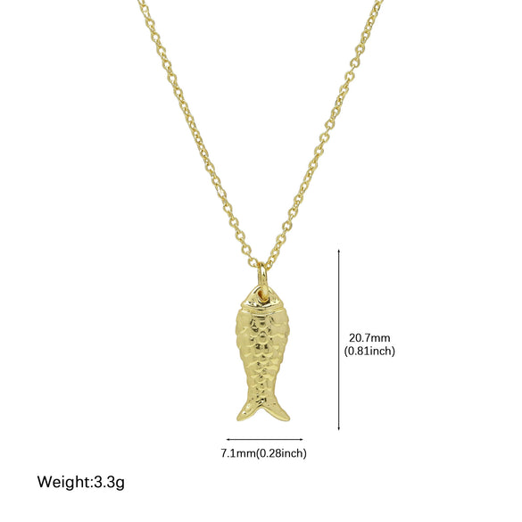 Jewelry Brass Pendant Necklace Ocean Fish Tropical Fish Animal Zodiac Electroplated