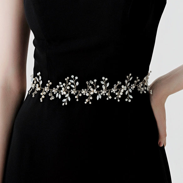 Jewelry Bridal Belt Handmade Flower Pearl Crystal Diamond Weaving Sweet Style