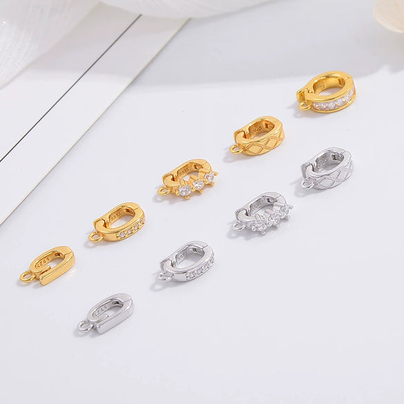 Jewelry Buckle 225 Silver Inlaid Zirconia Round Minimalist Geometric Diy Handmade