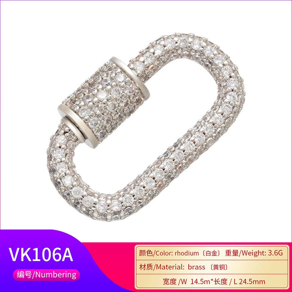 Jewelry Buckle Zircon Pendant Pin Copper Rectangular Geometric Electroplated Micropaved Accessories