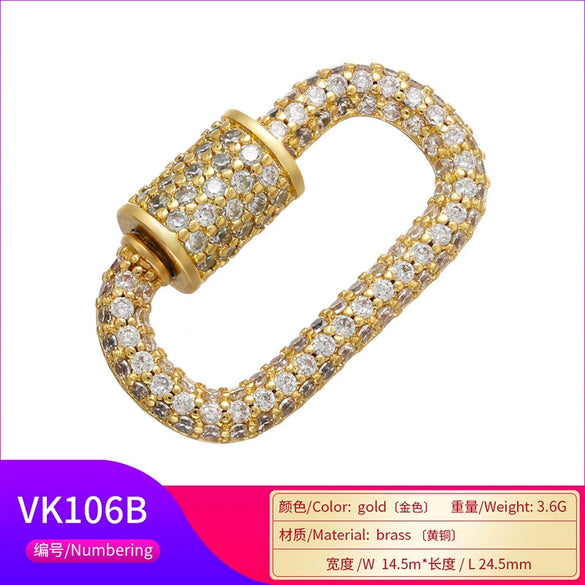 Jewelry Buckle Zircon Pendant Pin Copper Rectangular Geometric Electroplated Micropaved Accessories