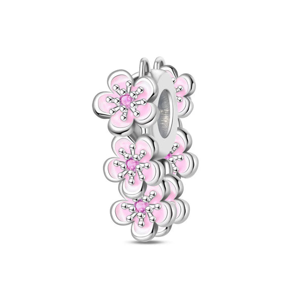 Jewelry Butterfly Flower Charm Hanging Beads Safety Chain Fixed Buckle White Copper Silver Plated Dripping Oil
