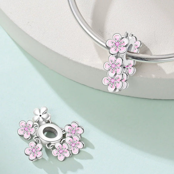 Jewelry Butterfly Flower Charm Hanging Beads Safety Chain Fixed Buckle White Copper Silver Plated Dripping Oil
