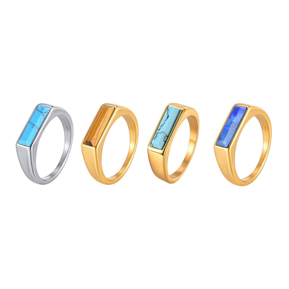 Jewelry Casting Stainless Steel Turquoise Tiger Eye Stone Ring Men's Accessories