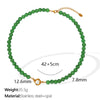 Jewelry Cat's Eye Stone Beaded Necklace 316L Stainless Steel Geometric Style Electroplated For Women