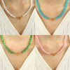 Jewelry Cat's Eye Stone Beaded Necklace 316L Stainless Steel Geometric Style Electroplated For Women