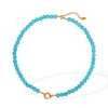 Jewelry Cat's Eye Stone Beaded Necklace 316L Stainless Steel Geometric Style Electroplated For Women