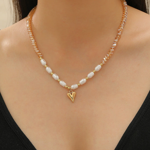 Jewelry Ccb Geometric Love Pendant Necklace Electroplating For Women