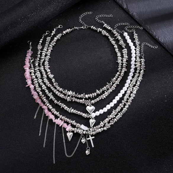Jewelry Ccb Geometric Love Pendant Necklace Electroplating For Women