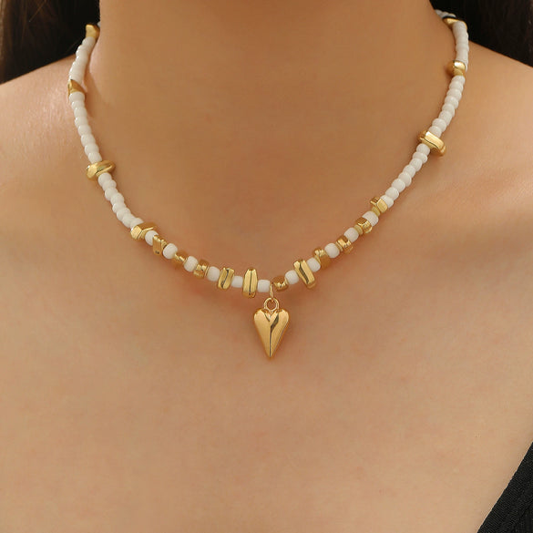 Jewelry Ccb Geometric Love Pendant Necklace Electroplating For Women